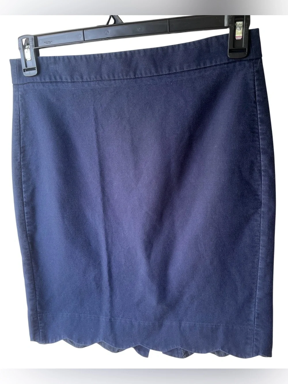 J.Crew Navy Scalloped Hem Mini Skirt Size 2‎ Preppy Classic A-Line